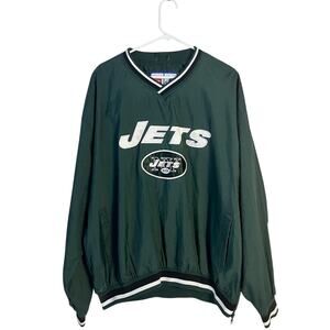 Vintage New York Jets Jacket Embroidered Logo Pullover On Field Windbreaker XL
